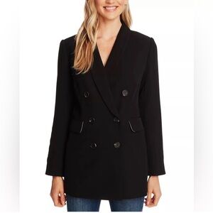 ☑️Cece Longline Double Breasted Black Blazer Jacket S